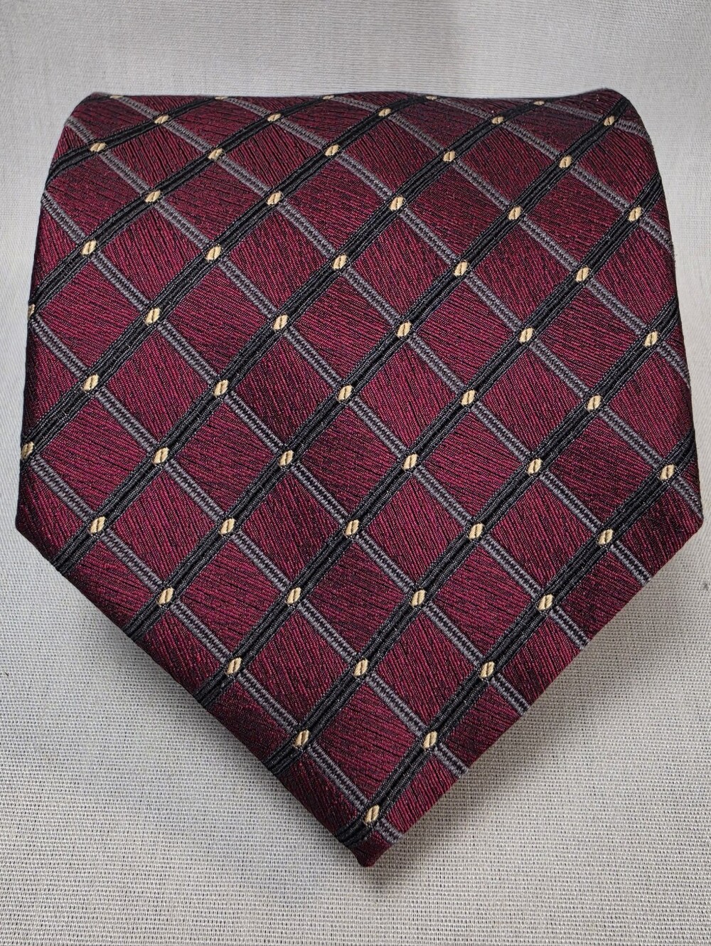 Men's Burgundy Lattice Pattern Dress Tie Chas Reed & Co Necktie